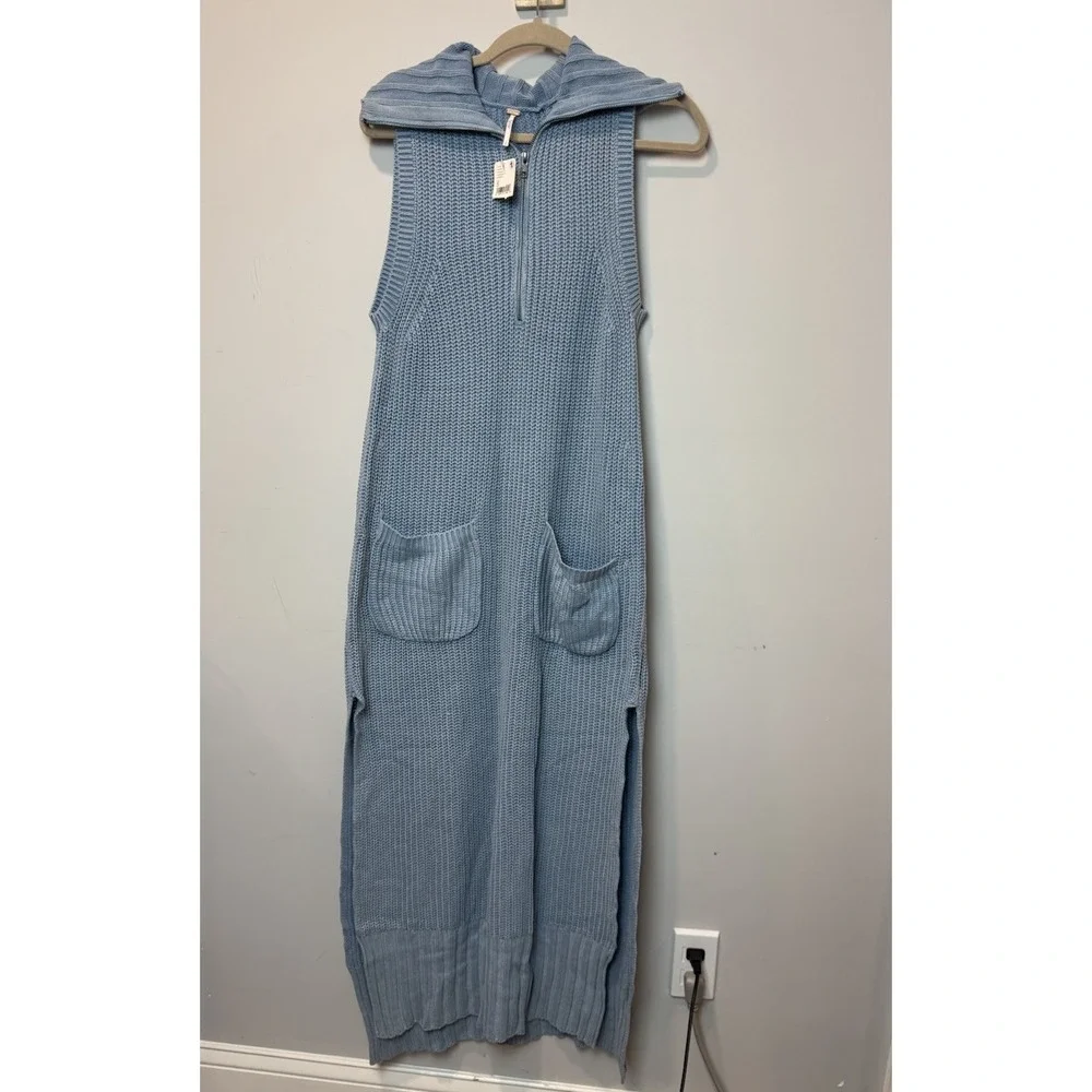 Free People Blue Elodie Maxi Sweater Dress Boho MSRP $198 Women's Size Small NWT